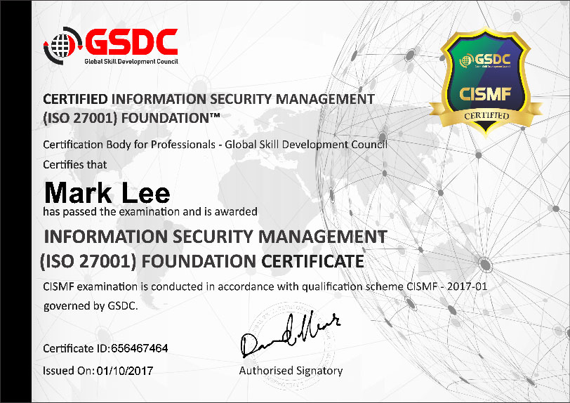 Certified Information Security Management (ISO 27001) Foundation (CISMF)